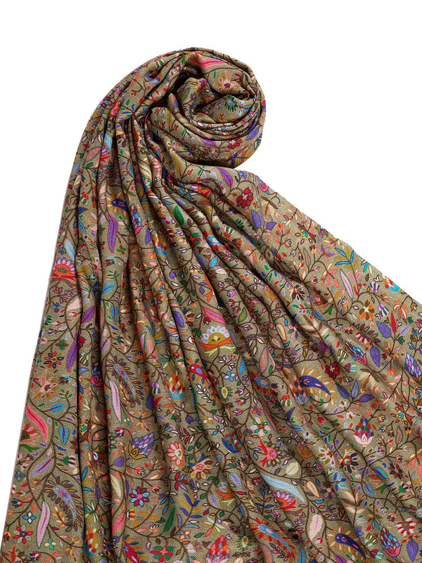 Bamboo Silk Bottle Green Kashmiri Women Stole with Traditional Paisley Jaal | Soft & Elegant | 80×28 Inches