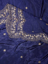 Blue Chinon Dupatta with Scalloped Embroidered Border & Sequin Motifs (Size: 2.5x1 m Approx)