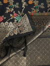 Black Paithani Silk Dupatta with Multicolour Floral Zari Weave (Size: 2.5x1 m Approx)