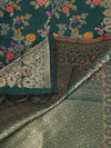 Bottle Green Paithani Silk Dupatta with Multicolour Floral Zari Weave (Size: 2.5x1 m Approx)