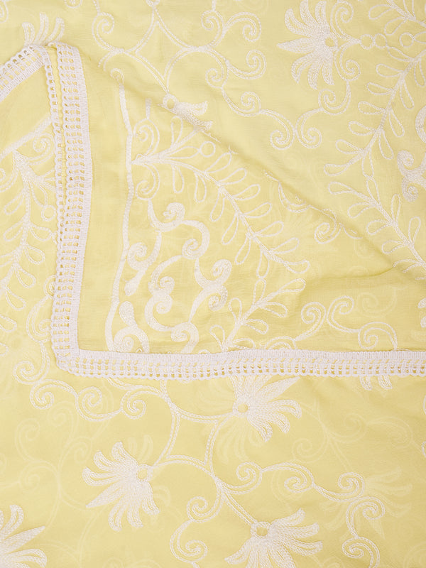 Lime Karachi Chiffon Dupatta with Elegant Thread Embroidery (Size: 2.5x1 m Approx)