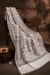 Mir-e-Khas Men's Kashmir-Inspired Jamawar Floral Paisley Vine White Shawl