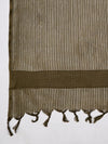 Elegant Bottle Green Cotton Dupatta with Subtle Woven Stripes & Tassel Detailing (Size: 2.5x1 m Approx)