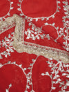 Red Georgette Dupatta with Hand Gota Patti Work (Size: 2.5x1 m Approx)