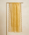 Designer Twill Net Women Gold Dupatta with 2 Side Scalloped Border & Buti Embellishment