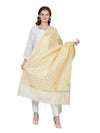 Ivory Gold Banarasi Silk Dupatta with Elegant Woven Floral Jaal (Size: 2.5x1 m Approx)