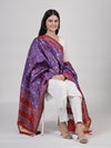 Royal Purple Paithani Silk Dupatta with Geometric Motifs & Contrast Zari Border (Size: 2.5x1 m Approx)