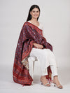 Royal Orange Paithani Silk Dupatta with Geometric Motifs & Contrast Zari Border (Size: 2.5x1 m Approx)