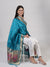 Teal Paithani Silk Dupatta with Gold Zari Butti & Traditional Border (Size: 2.5x1 m Approx)