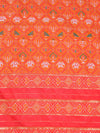 Orange Paithani Silk Dupatta with Geometric Motifs & Contrast Zari Border (Size: 2.5x1 m Approx)