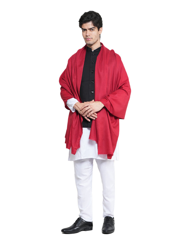 Solid Red Fine Wool Mens Shawl – Soft Winter Wrap (80 x 40 Inches)