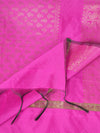 Pink Banarasi Silk Dupatta with Gold Zari Buti & Ornate Border (Size: 2.5x1 m Approx)